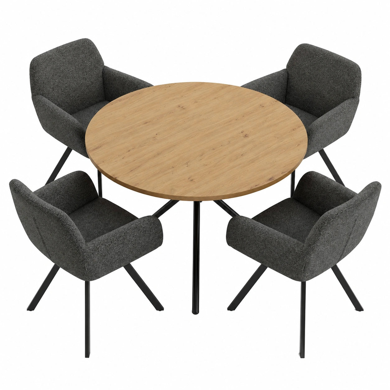 table-a-manger-ronde-120-cm-avec-4-chaises-pivotantes-en-tissu-bouclette-fhqgfr9887zr